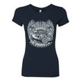 thumbnail image 2 of Wild Bobby, Shake Rattle And Roll Vintage Hot Rods Pop Culture Womens Slim Fit Junior Tee, Navy, X-Large, 2 of 3