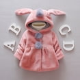 thumbnail image 2 of Coerni Toddler Baby Girls Faux Fu𝐫 Coat Winter Fleece Jacket Bunny Ear Hooded Outerwear Thick Button up Bubble Fuzzy Pullover, 2 of 9