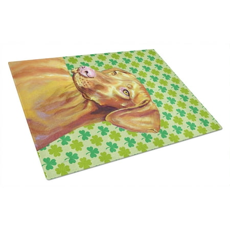 

Carolines Treasures LH9190LCB Vizsla St. Patricks Day Shamrock Portrait Glass Cutting Board Large 12H x 16W multicolor