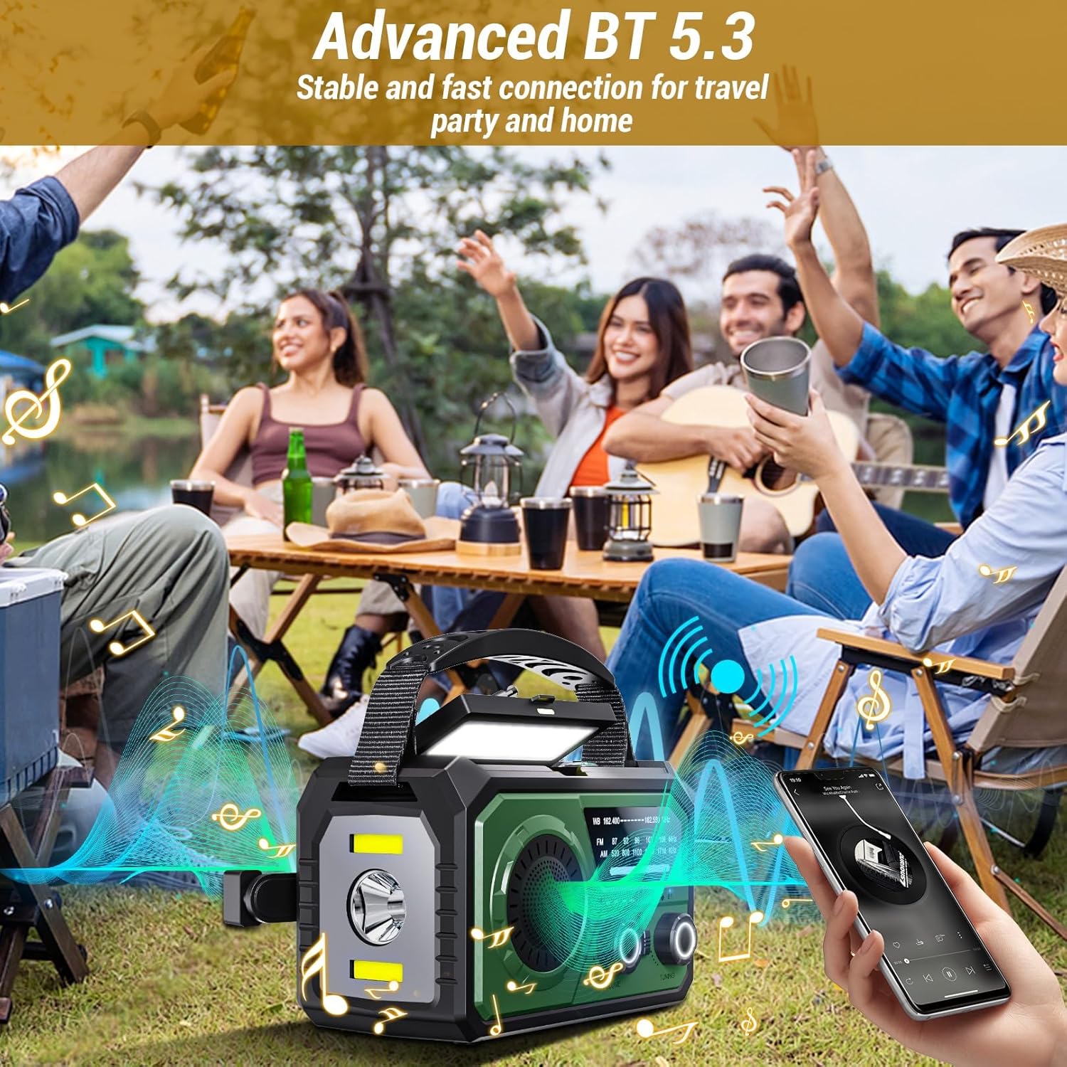 16000mAh Weather Radio, DOMNIU AM/FM/NOAA Weather Alert Radio, Hand Crank/Solar Emergency Radio, Type-C Charging Radios with Reading Lamp, SOS Alarm, Flashlight, Power Bank(Army Green)