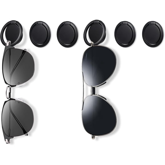 6 Pack Sunglasses Organizer Wall Mounted Sunglasses Holder Black Hanging Eyeglass Holder Multiple Glasses Rack