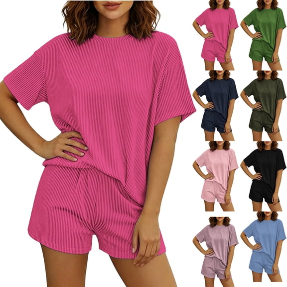 Favoffer Women Sleeveless Tank Short Set Lightweight Casual Lounge Breathable Loose Two Piece Outfit With Pockets for Home