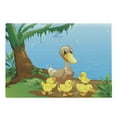 thumbnail image 1 of Duck Cutting Board, Illustration of Duck and Her Ducklings at Riverbank Tree and Grass Cartoon Style, Decorative Tempered Glass Cutting and Serving Board, Large Size, Multicolor, by Ambesonne, 1 of 1