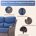 thumbnail image 3 of Giantfurnni Patio Furniture Sets 3-Piece Wicker Weatherproof Outdoor Conversation Sets with Sofa and Ottomans, Brown and Blue, 3 of 8