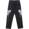 thumbnail image 5 of Pantalones vaqueros de baile callejero Hip-Hop HIPHOP para hombre, de moda, con calavera bordada, rectos, holgados, informales, para patineta, talla grande, 5 of 5