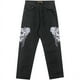 thumbnail image 5 of Pantalones vaqueros de baile callejero Hip-Hop HIPHOP para hombre, de moda, con calavera bordada, rectos, holgados, informales, para patineta, talla grande, 5 of 5