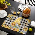 thumbnail image 3 of Gnomes Plaid Placemats Set of 8, Yellow Sunflower Farmhouse Bee Black Check Placemats for Dining Table, Place Mats for Kitchen Tabletop, Waterproof Wipeable Dining Table Mats Set, 3 of 9