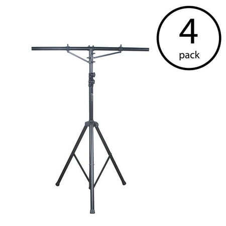 American DJ Aluminum Black Heavy Duty 12 Foot Tripod T-Bar Light Stand (4 Pack)