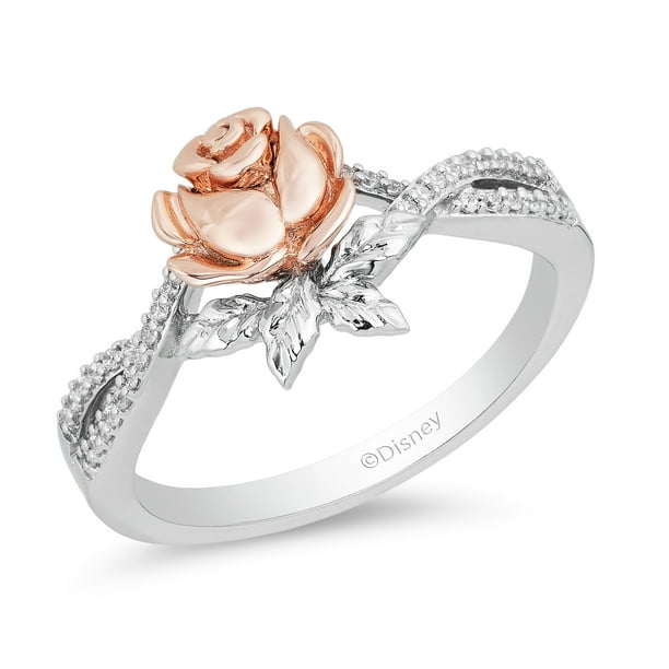 Disney Jewels Sterling Silver Diamond Princess Belle Rose Ring
