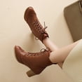 thumbnail image 4 of Oyedens Womens Winter Combat Boots Vintage Leather Mid Heels Dress Ankle Booties for Women, 4 of 5