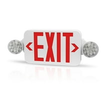1PK Red Exit Sign with Emergency Lights, Two Adjustable Round Heads LED Emergency Exit Light with Battery Backup, UL Listed, AC 120/277V, Commercial Exit Lights for Business