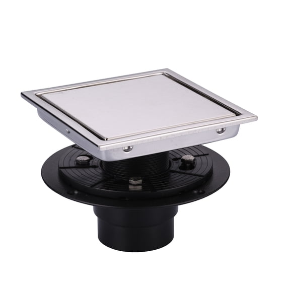 Wowow 6 in. x 6 in. Stainless Steel Square Shower Drain with Tile-In Pattern Drain Cover