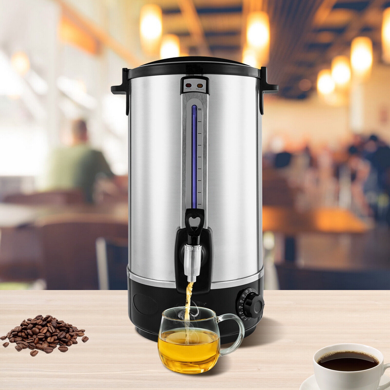 Commercial 4-Gallon Electric Hot Water Boiler, 2200W Stainless Steel Water Heater with Adjustable Thermostat & Insulated Double Layer – Perfect for Office, Events, Cafes & Catering