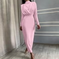thumbnail image 2 of HAPIMO Women's Bodycon Maxi Evening Dress Solid Color Elegant Casual High Waist Long Sleeve Spring High Neck Trendy Pink S, 2 of 6