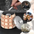 thumbnail image 4 of Yayeee Ashtray with Lid for Cigarette Smokeless Stainless Steel Home Ash Holder, Beige Geometric, 4 of 7