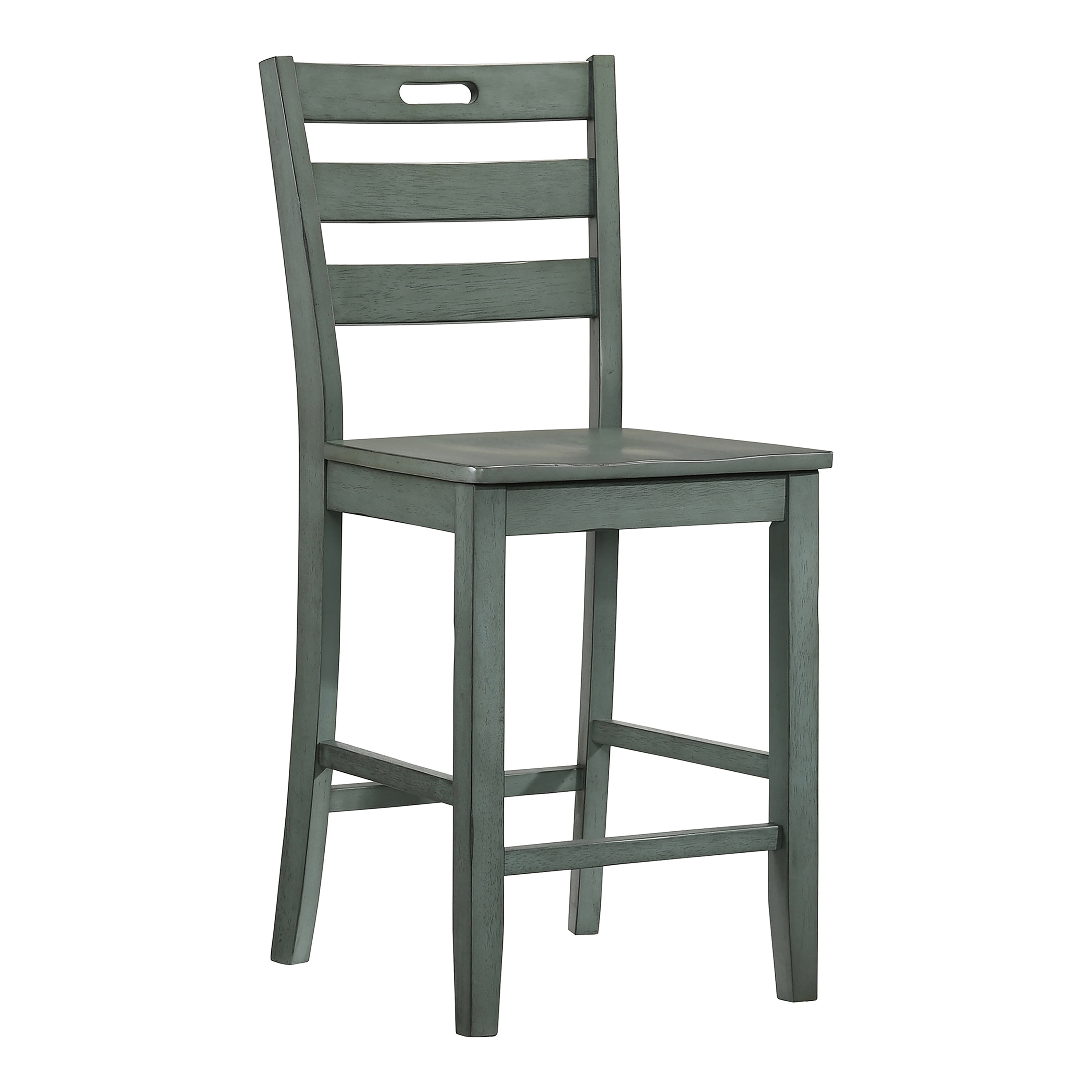 Furniture of America Moira Ladder Back Wood Antique Green Counter Height Chairs (Set of 2)