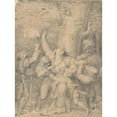thumbnail image 2 of Richard Cosway 12x14 Gold Ornate Wood Frame and Double Matted Museum Art Print Titled - Queen Margaret of Anjou with the Prince, Her Son, Stripped of Her Regalia by Robbers in a Wood, 2 of 4