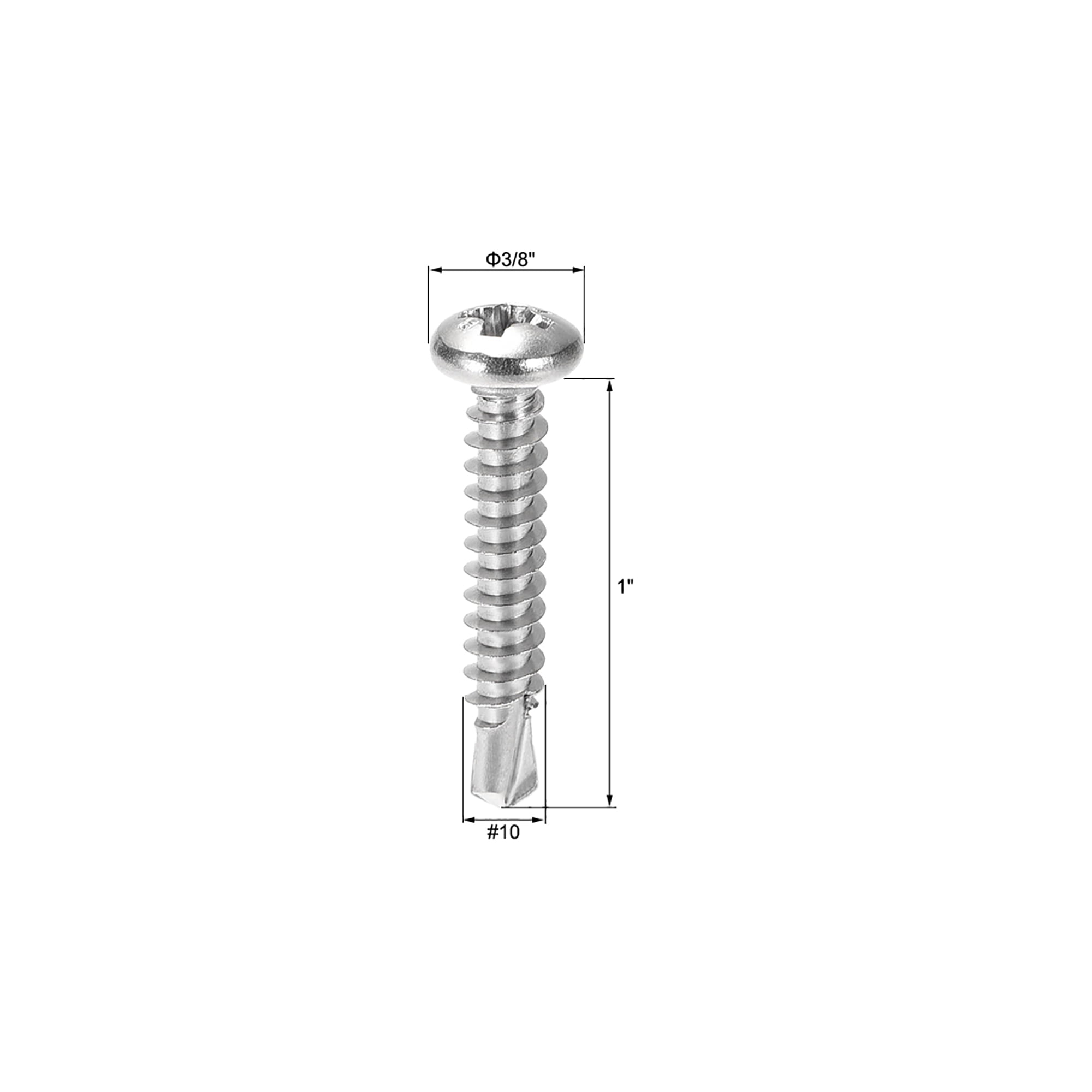 uxcell #10 x 1-1/2 Self Tapping Screws 410 Stainless Steel Phillips Pan Head Self Drilling Screws 100pcs uxcell #10 x 1-1/2 Self Tapping Screws 410 Stainless Steel Phillips Pan Head Self Drilling Screws 100pcs