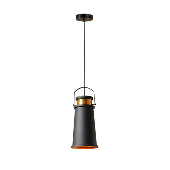 Industrial Style Black Gold Pendant Light Fixture, Creative Vintage Metal Iron Pendant Lighting, Retro Farmhouse Pendant Lamp for Over Kitchen Island Dining Room Table Bar Counter Laundry Room