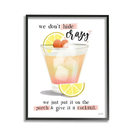 Stupell Industries We Don't Hide Crazy Food & Beverage Painting Black Framed Art Print Wall Art, 11 x 14