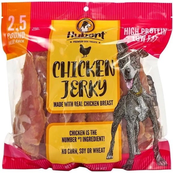 Hubert Pet Gourmet All Natural Chicken Jerky Treats for Dogs - 2.5 lbs Resealable Pack