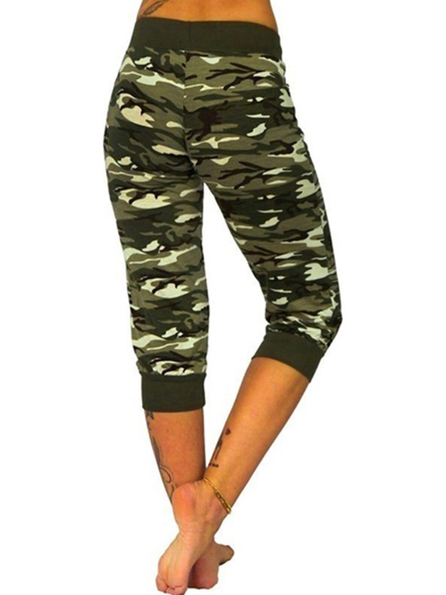 Capri Leggings Plus Size Camo Leggings Casual Crop Leg Fitness