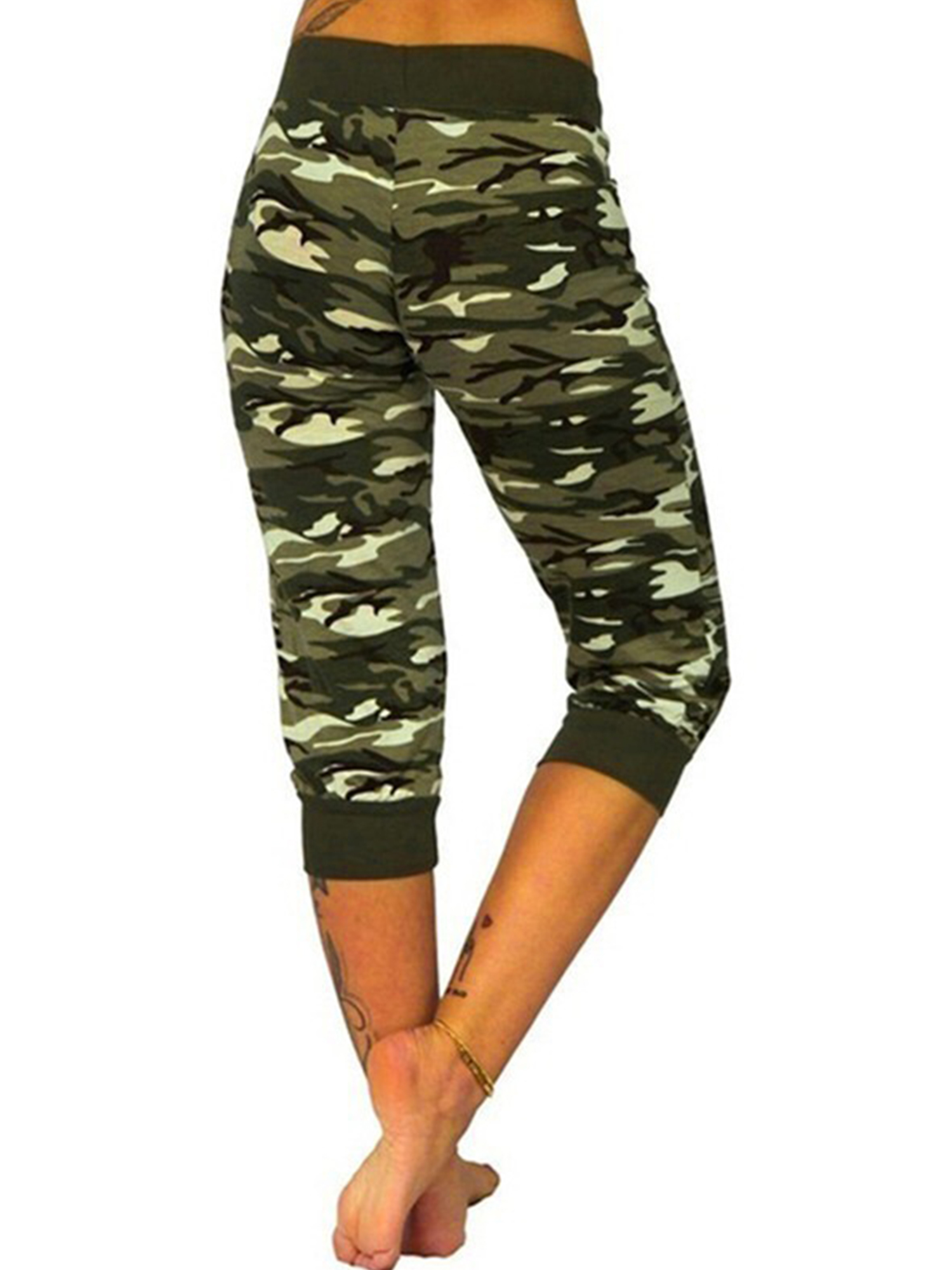 (2 Packs) Juniors' Plus Size Camo Sports Yoga Crop Jeggings High Waist Tummy Control Oversized Camouflage Pants - image 5 of 5