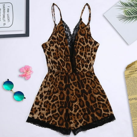 Sentmoon Lingerie for Women New Women Plus Size Sexy Lingerie Lace Trim Leopard Romper Bodysuit Underwear Valentines Lingerie Valentines Day Gifts for Her Clearance Sales Today Deals Prime