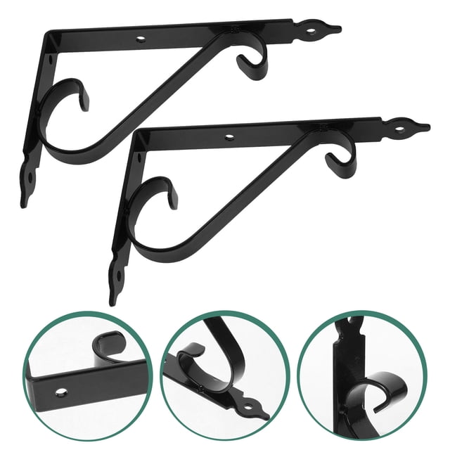 IFANLANDOR 2 Sets of Simple Black Iron Shelving Brackets for Study and DIY Projects