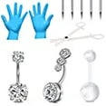 thumbnail image 6 of Briana Williams Body Piercing kit, 14G 316L Stainless Steel Silver Belly Button Ring with 12G Piercing Needles and Piercing Clamps Body Piercing Tool, 6 of 6