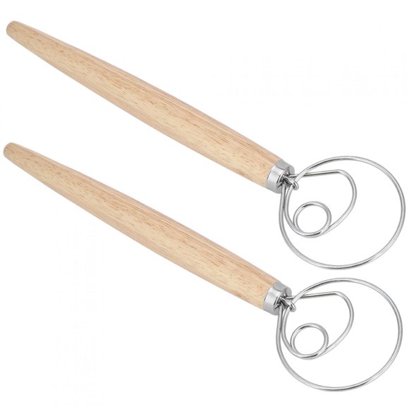 Eggbeater Stick, Dough Mixer Stick, Manual 2Pcs With Oak Handle For Home Party Sugar Kitchen Pastry