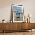 thumbnail image 2 of Skanor Beach Hut in Sky Blue - Skanör Skåne County Sweden Photography Beach House Coastal Beach Ocean Minimalist Architecture Landscape Black Framed Wall Art Print 24 x 36 inches, 2 of 8