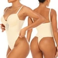 thumbnail image 3 of Elainilye Fashion Bodysuits for Women Tummy Control Shaping Crotch Fit Lace Tight Strap Bodysuit Shapewear,Beige, 3 of 9