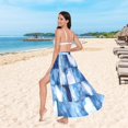 thumbnail image 6 of FORMRS Womens Beach Sarong Semi-Sheer Bikini Wrap Skirt Swimsuit Cover-ups, Blue Pattern, 6 of 7