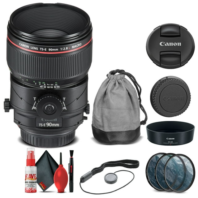 Canon TS-E 90mm f/2.8L Macro Lentille Inclinable (2274C002) + Kit de Filtres + Plus
