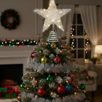 InsCrazy Large Christmas Star Tree Topper with Led Lights 11.8in/30cm Mental Xmas Tree Top for Indoor/Outdoor Christmas Decorations Holiday Party Supplies