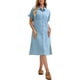 thumbnail image 2 of Vestido de camisa de mezclilla para mujer INSPIRE CHIC, de manga corta, con botones, casual, midi, azul claro, talla S, 2 of 5