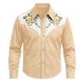 thumbnail image 3 of JAJAHO Boys Long Sleeve Shirts Western Cowboy Floral Embroidery Button Down Collared Shirts For Kids 4-13Y Comfy Tops, 3 of 4