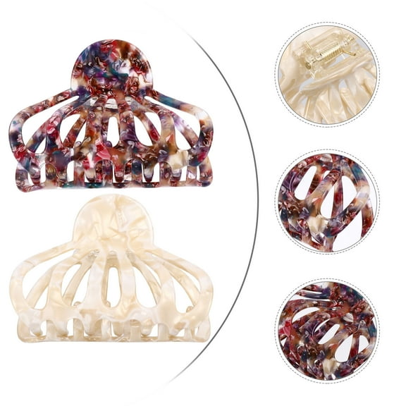 CRILSTYLEO 2Pcs Large Hair Claw Clips for Thick Hair Acrylic Beige Styling Tool