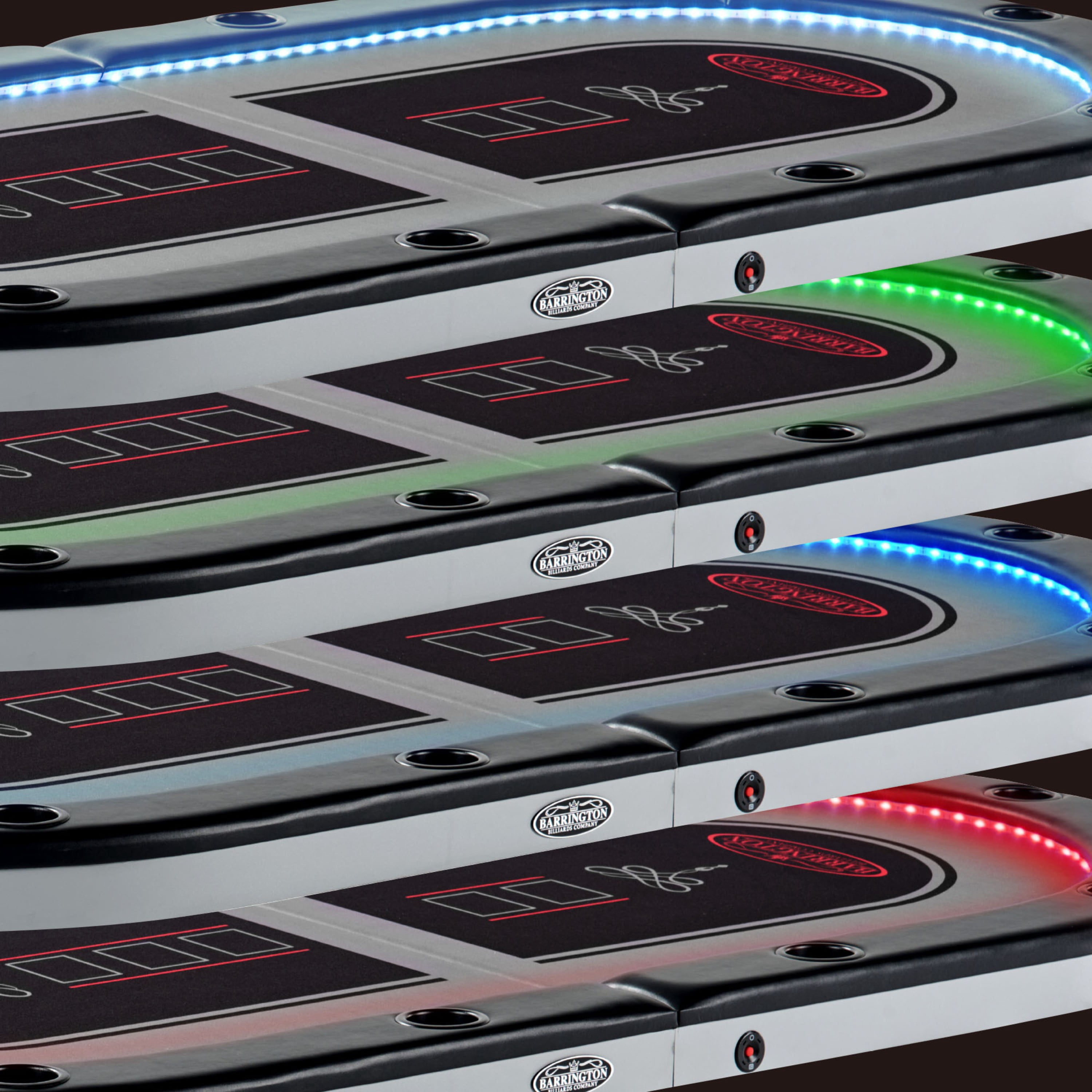 10-Player Folding Poker Table 3-in-1, LED Lights, Padded Rails, Cup Holders, and Foldable Design for Easy Storage by Barrington Billiards