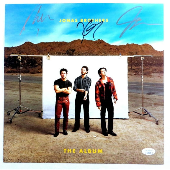 Jonas Brothers Band Triple Autograph Record Insert Joe Kevin Nick The Album JSA