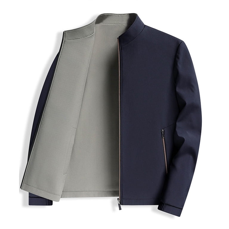 TFEOQRY Men's Reversible Jacket Stand Collar Full Zip Lightweight