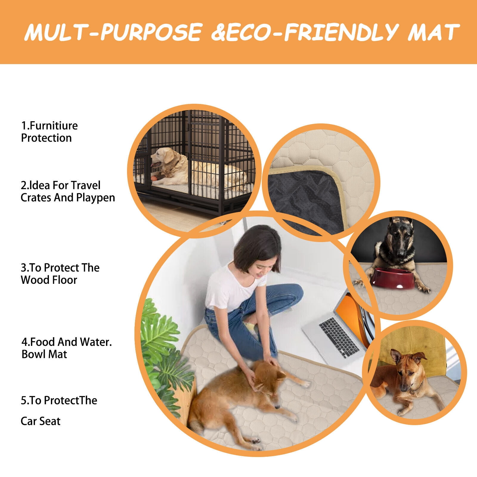 Reusable Puppy Pads, Washable Pee Pads for Dogs, Absorbent and Leakproof Training Mats for Potty, Bed, Sofa