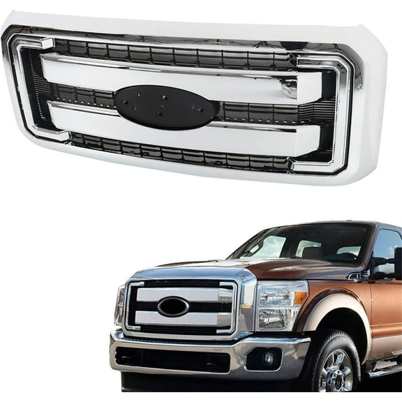 labwork Front Bumper Hood Grille Upper Chrome Replacement for 2011-2016 F250 F350 F450 F550 Super Duty