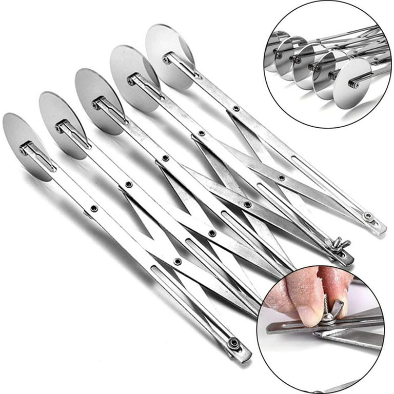 Vonter 5 Wheel Pastry Cutter, Adjustable Stainless Steel Expandable Divider with Handle Pizza Slicer Multi-Round Pastry Knife Cake Slicer Dough Roller