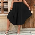 thumbnail image 2 of biudgviw Plus Size Capris for Women Loose Flowy Wide Leg Capri Pants Casual Elastic Waist Cropped Culottes Summer Clothes, 2 of 7