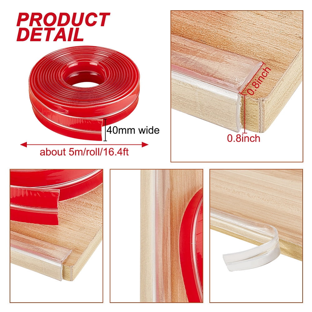PVC Corner Protector Cnticollision Baby Table Corner Guards for Furniture Against Corners Red 40mm about 5m/roll