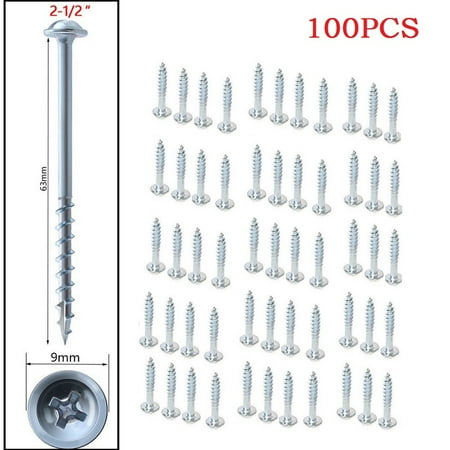 

100Pcs Pocket Hole Screw 25-63mm Cross Screwdriver Self Tapping Screw St4 Drive