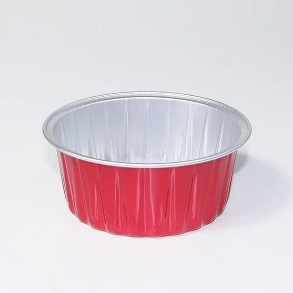 XmhyTop 100 Pack Mini Disposable Cake Pans, Aluminum Foil Circular Baking Cups, 3.3x3.3 Small Baking Cake Tins Cup Cake Containers for Individual Cakes ,Red