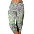 thumbnail image 1 of Mujeres Capri Pantalones Casual Suelto Largo Pantalones de Impresión con Corbata Elástica Cintura Y Bolsillos, 1 of 6